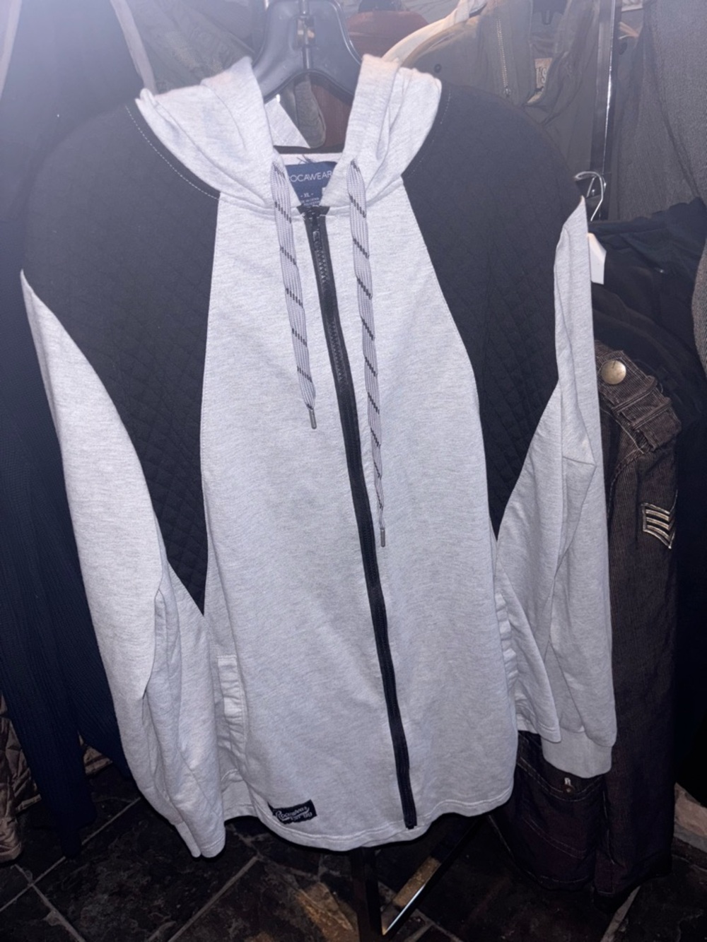 Rocawear Gray and Black Quilted Hoodie Jacket